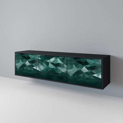 Mobile TV POLYGONAL FLOATING a 3 ante con finitura nera
