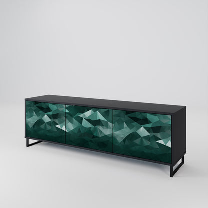 Mobile TV POLYGONAL FLOATING a 3 ante con finitura nera