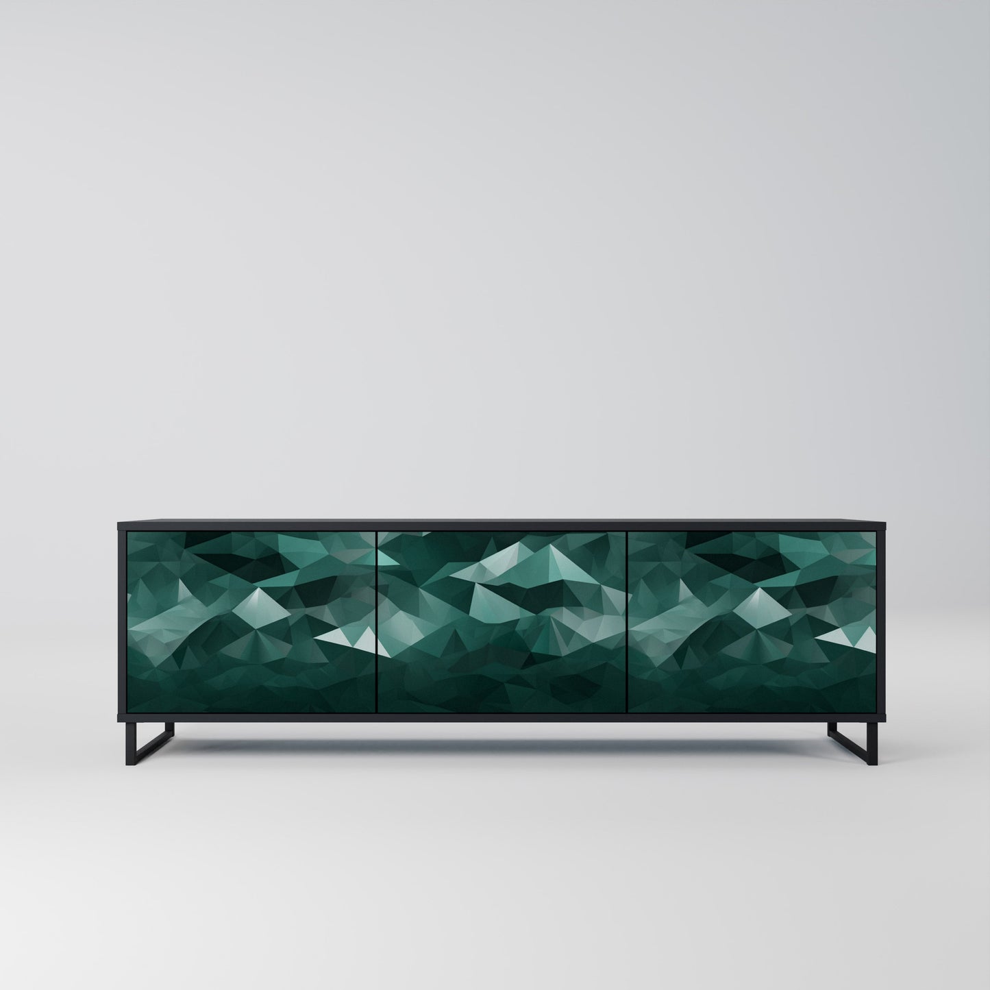 Mobile TV POLYGONAL FLOATING a 3 ante con finitura nera