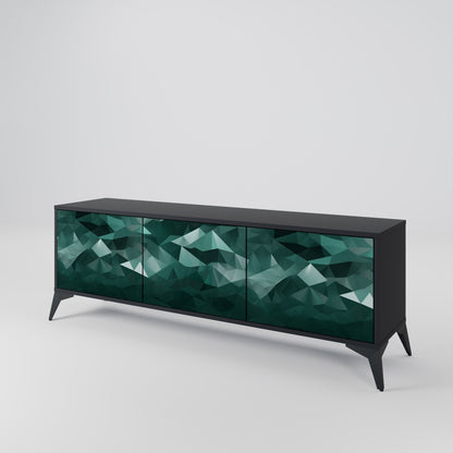 Mobile TV POLYGONAL FLOATING a 3 ante con finitura nera