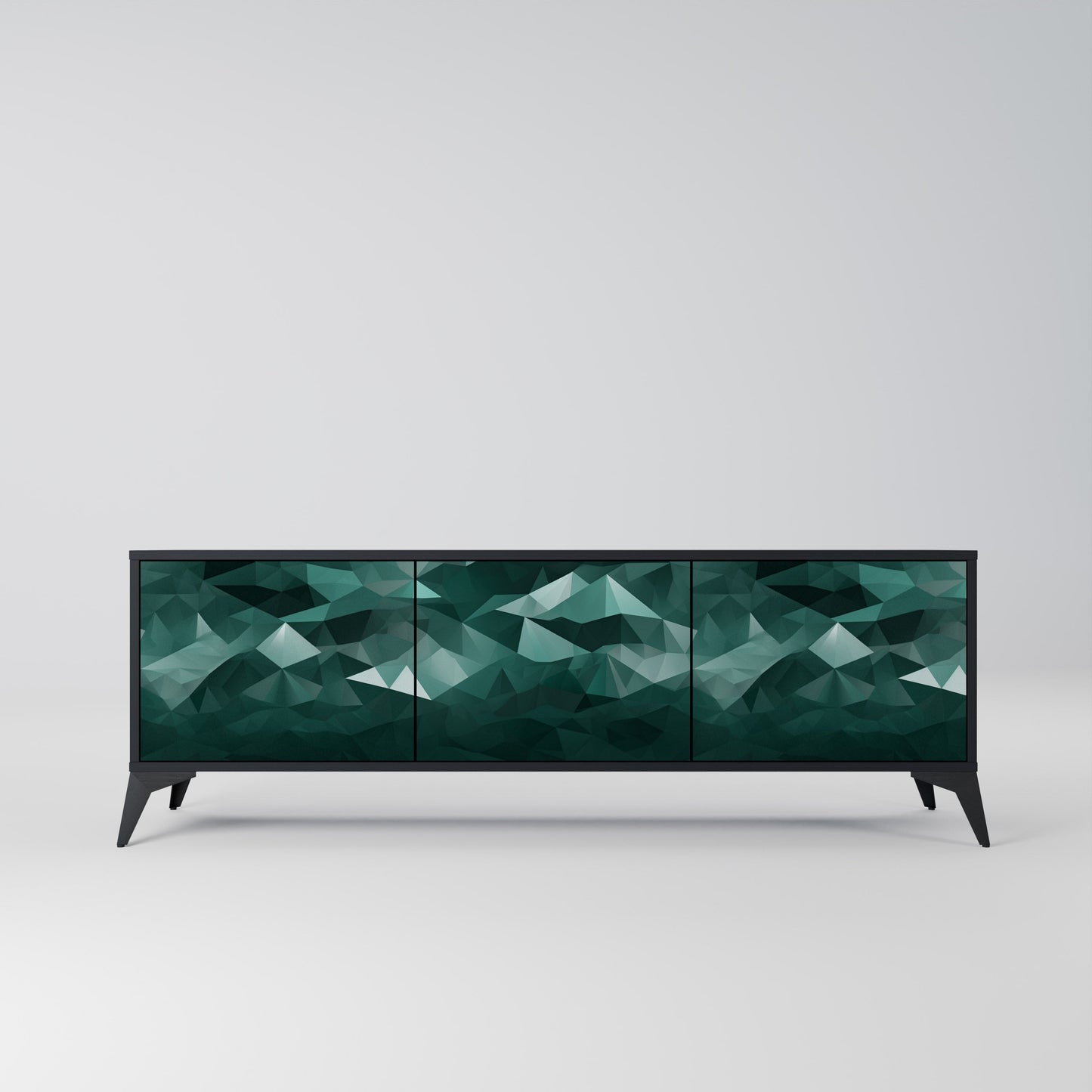 Mobile TV POLYGONAL FLOATING a 3 ante con finitura nera