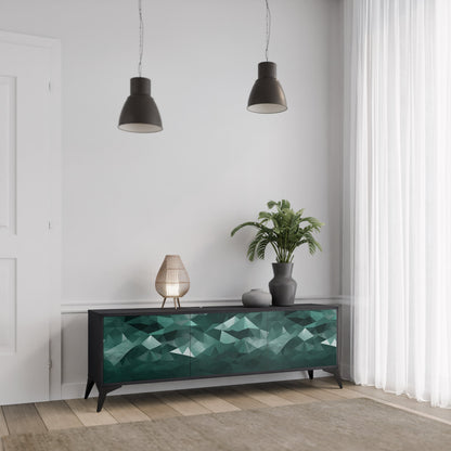 Mobile TV POLYGONAL FLOATING a 3 ante con finitura nera