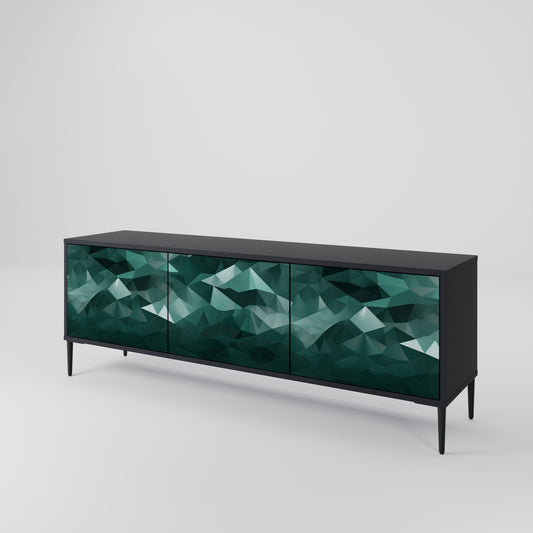 Mobile TV POLYGONAL FLOATING a 3 ante con finitura nera