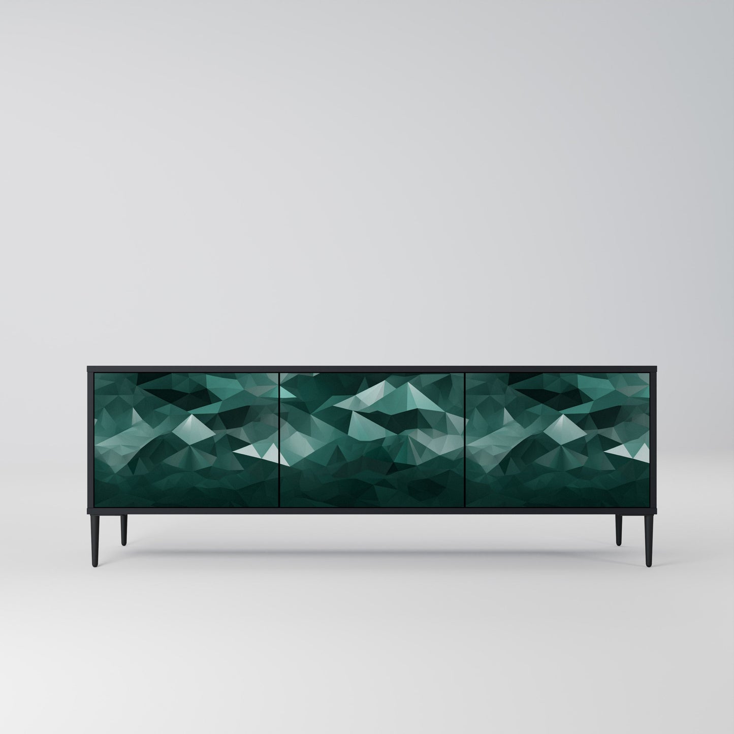 Mobile TV POLYGONAL FLOATING a 3 ante con finitura nera