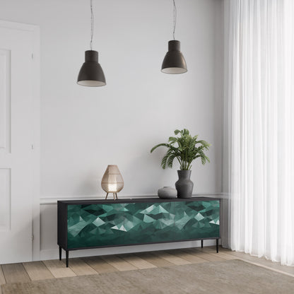 Mobile TV POLYGONAL FLOATING a 3 ante con finitura nera