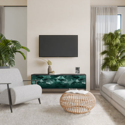 Mobile TV POLYGONAL FLOATING a 3 ante con finitura nera