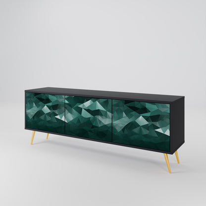 Mobile TV POLYGONAL FLOATING a 3 ante con finitura nera