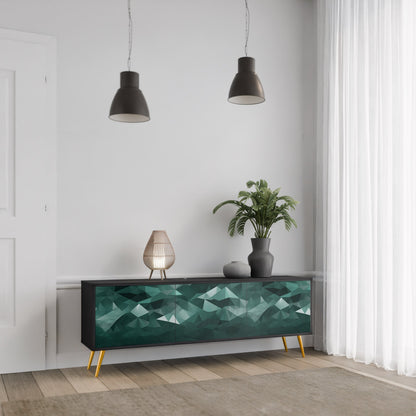 Mobile TV POLYGONAL FLOATING a 3 ante con finitura nera
