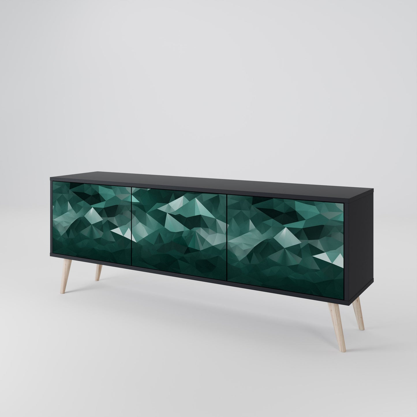 Mobile TV POLYGONAL FLOATING a 3 ante con finitura nera