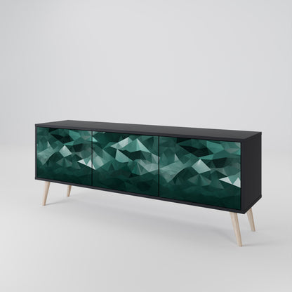 Mobile TV POLYGONAL FLOATING a 3 ante con finitura nera