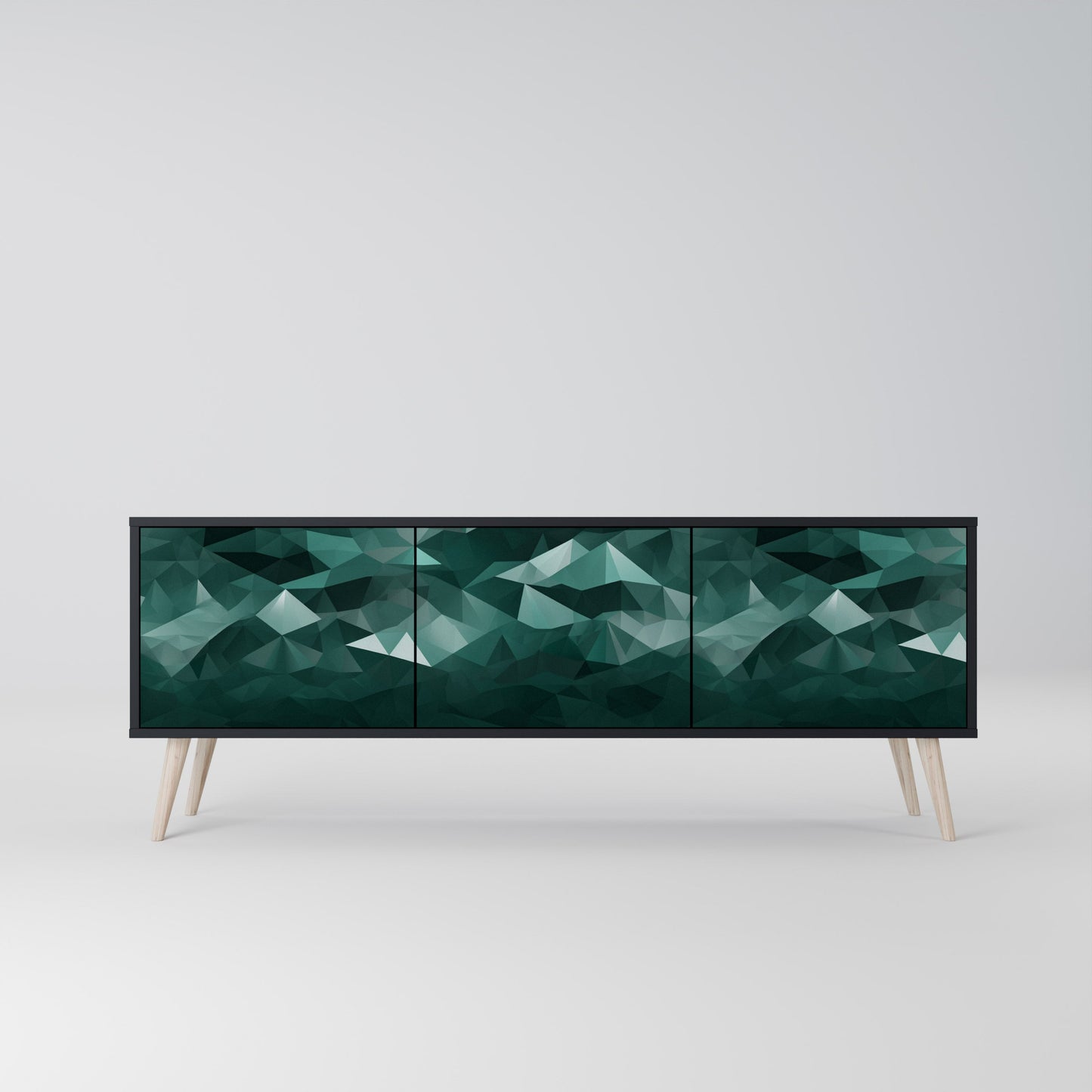 Mobile TV POLYGONAL FLOATING a 3 ante con finitura nera