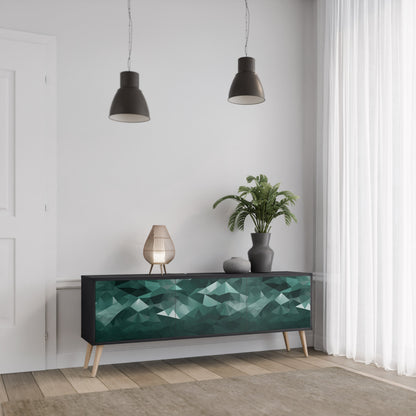 Mobile TV POLYGONAL FLOATING a 3 ante con finitura nera