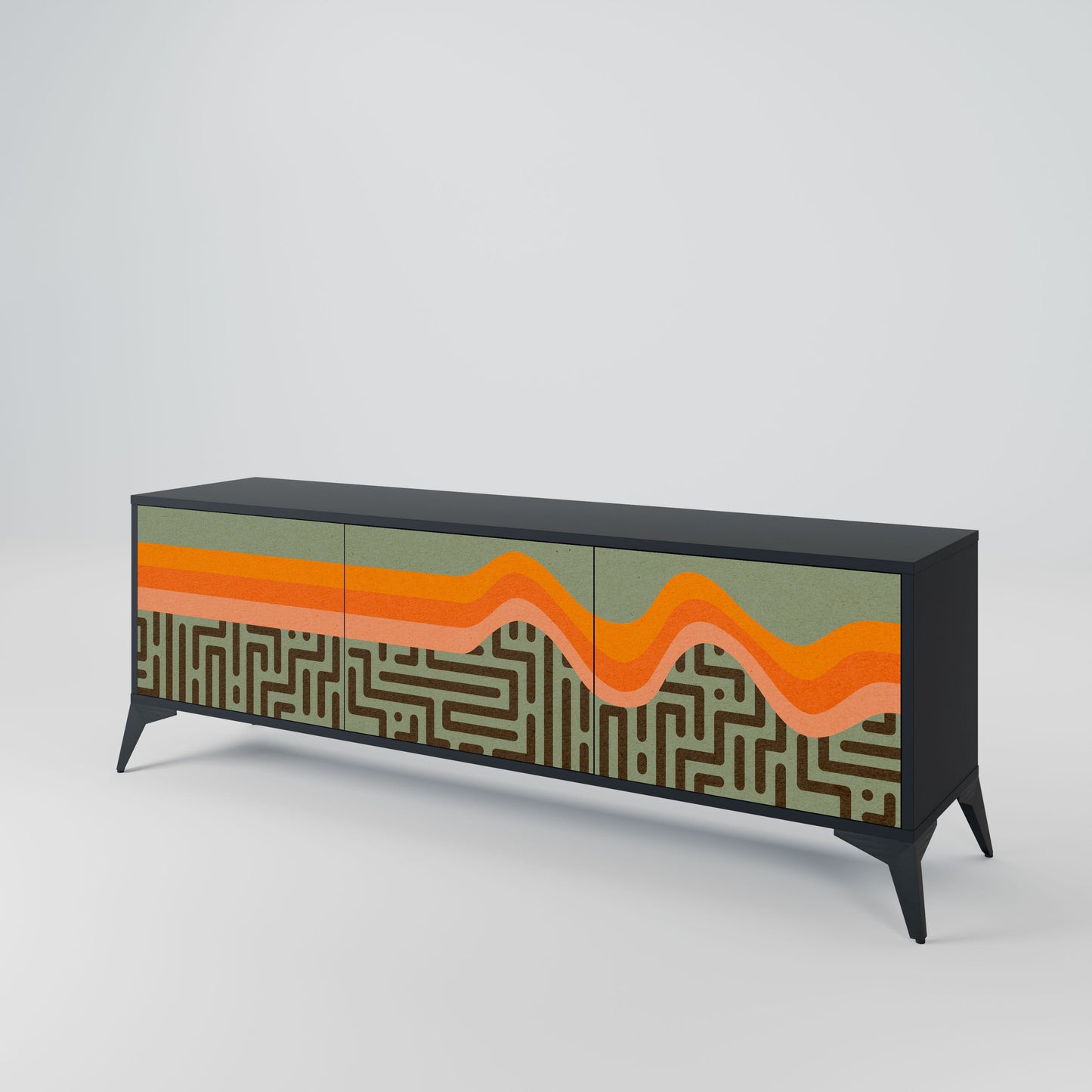 SIMPLE SOLUTIONS 3-Door TV Stand in Black Finish