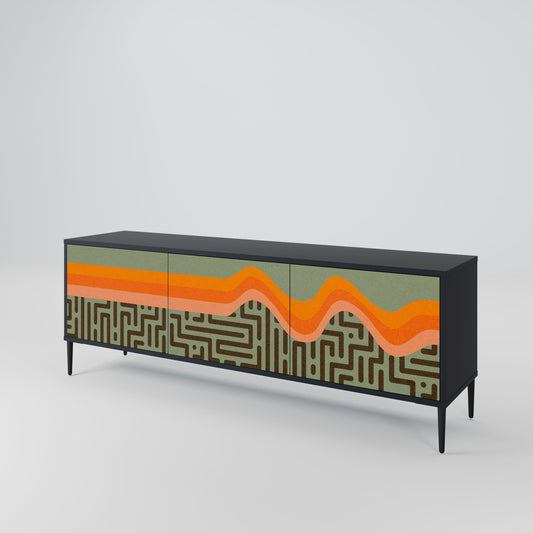 SIMPLE SOLUTIONS 3-Door TV Stand in Black Finish