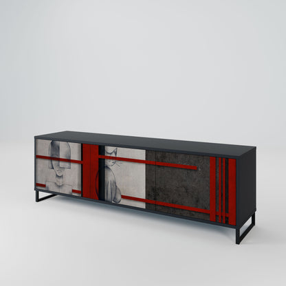 Mobile TV GRAY FIGURES a 3 ante con finitura nera