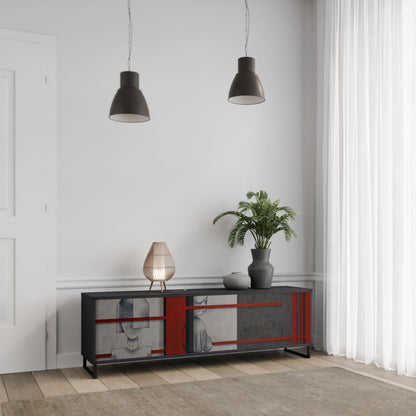 Mobile TV GRAY FIGURES a 3 ante con finitura nera
