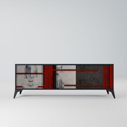 Mobile TV GRAY FIGURES a 3 ante con finitura nera