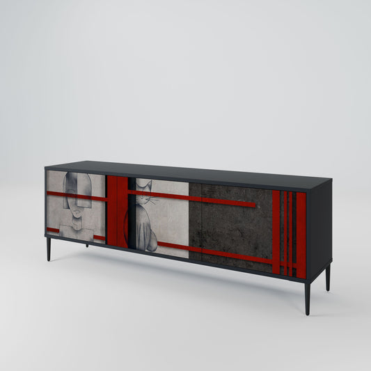 Mobile TV GRAY FIGURES a 3 ante con finitura nera