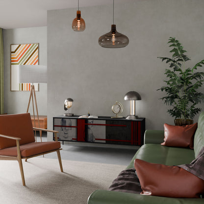 Mobile TV GRAY FIGURES a 3 ante con finitura nera