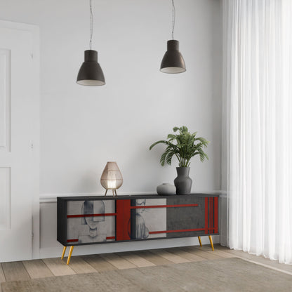 Mobile TV GRAY FIGURES a 3 ante con finitura nera