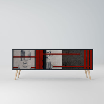 Mobile TV GRAY FIGURES a 3 ante con finitura nera