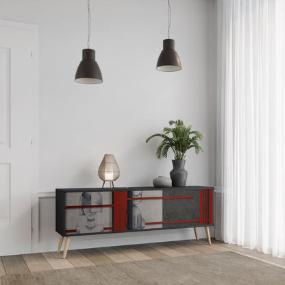 Mobile TV GRAY FIGURES a 3 ante con finitura nera