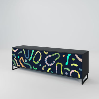 CONTRAST DANCE 3-Door TV Stand in Black Finish