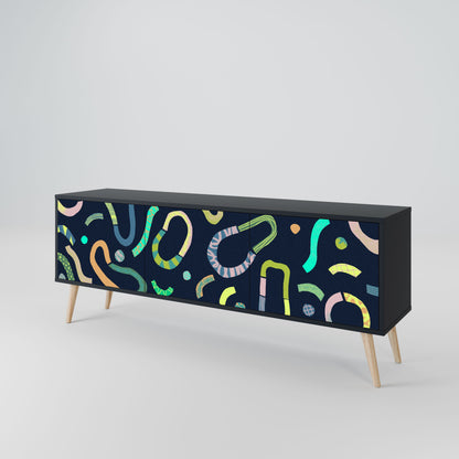CONTRAST DANCE 3-Door TV Stand in Black Finish
