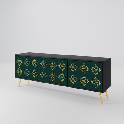 Mobile TV ROYAL MEDALLION a 3 ante con finitura nera