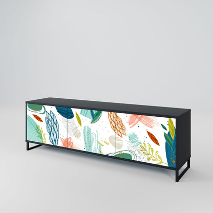 BOTANICAL HURRICANE 3-Door TV Stand in Black Finish