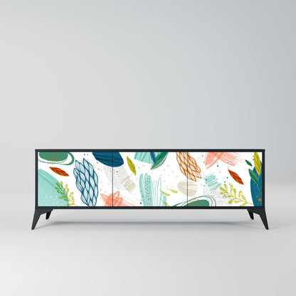 BOTANICAL HURRICANE 3-Door TV Stand in Black Finish