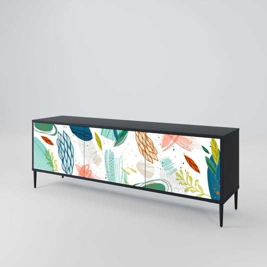 BOTANICAL HURRICANE 3-Door TV Stand in Black Finish