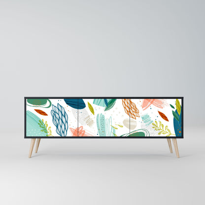 BOTANICAL HURRICANE 3-Door TV Stand in Black Finish