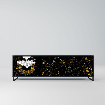 STELLAR CONSTELLATIONS 3-Door TV Stand in Black Finish
