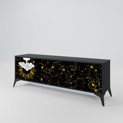 STELLAR CONSTELLATIONS 3-Door TV Stand in Black Finish