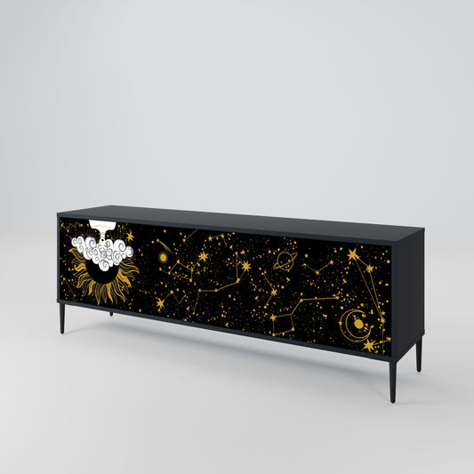 STELLAR CONSTELLATIONS 3-Door TV Stand in Black Finish