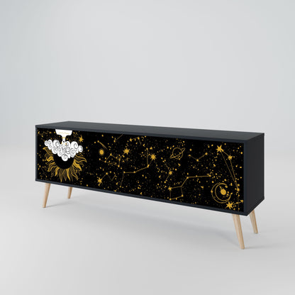 STELLAR CONSTELLATIONS 3-Door TV Stand in Black Finish