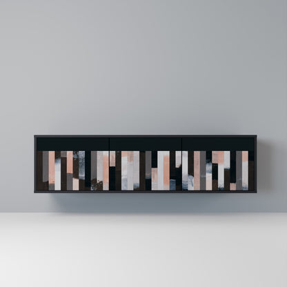 COLLAGE OF RECTANGLES Mobile TV a 3 ante con finitura nera