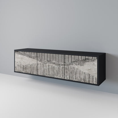 Mobile TV a 3 ante GRAIN LINES in finitura nera