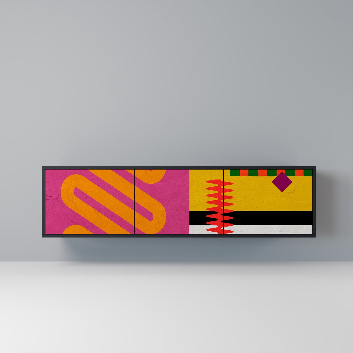 Mobile TV VIVID ART a 3 ante con finitura nera