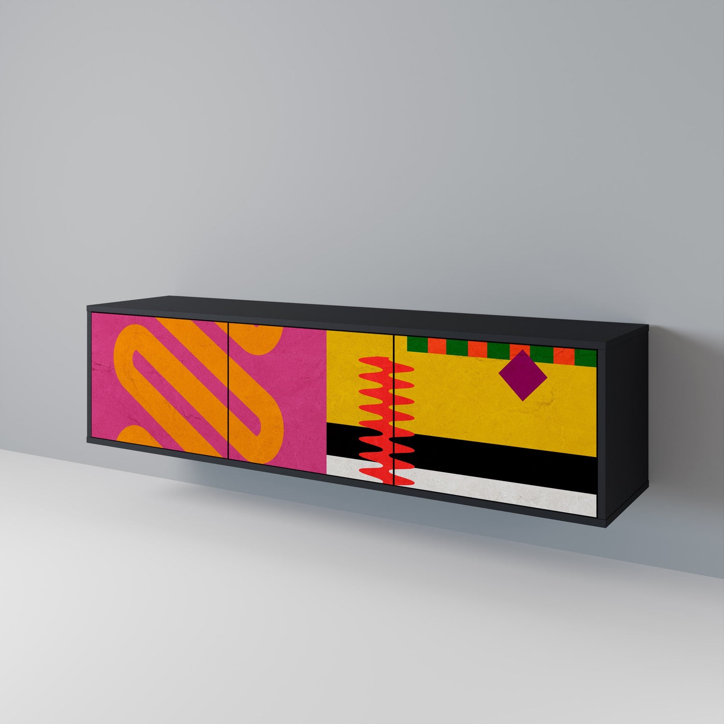 Mobile TV VIVID ART a 3 ante con finitura nera