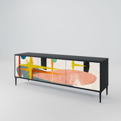 INTERSTELLAR VIBES 3-Door TV Stand in Black Finish