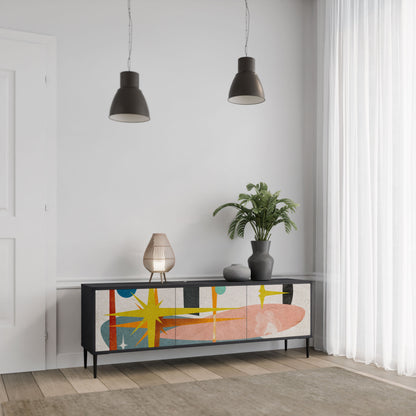 INTERSTELLAR VIBES 3-Door TV Stand in Black Finish