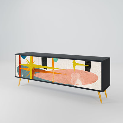 INTERSTELLAR VIBES 3-Door TV Stand in Black Finish