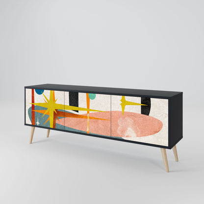 INTERSTELLAR VIBES 3-Door TV Stand in Black Finish