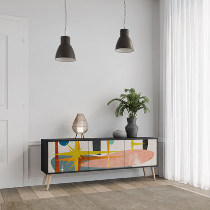 INTERSTELLAR VIBES 3-Door TV Stand in Black Finish