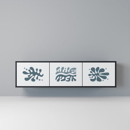 Mobile TV WONDERLAND VEGETATION a 3 ante con finitura nera