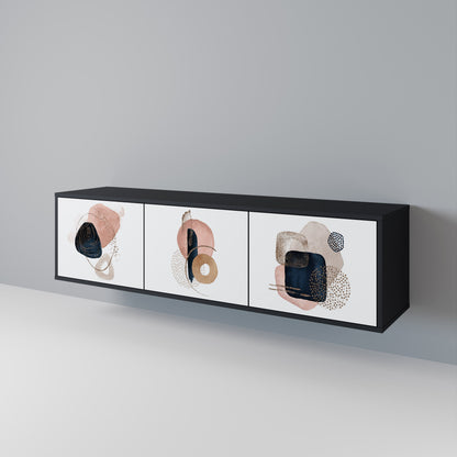 COLORFUL SHAPES 3-Door TV Stand in Black Finish