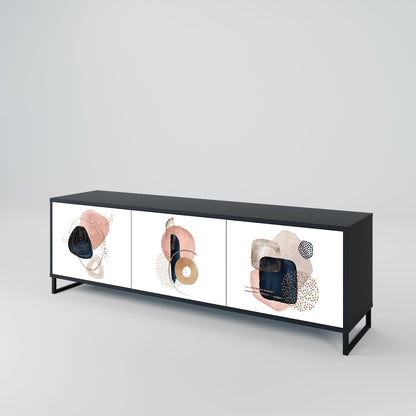 COLORFUL SHAPES 3-Door TV Stand in Black Finish