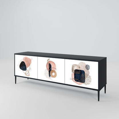 COLORFUL SHAPES 3-Door TV Stand in Black Finish